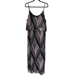 Lane Bryant Dress Size 22/24 Pink Grey Geo Print Sleeveless Spaghetti Strap Maxi